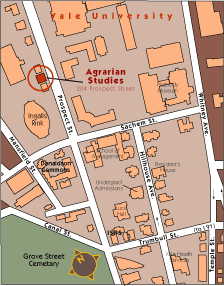 small street map of Agrarian Studies at Yale