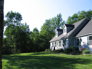 house at late evening in June
