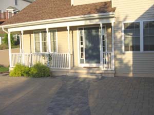brick walkway at sunset