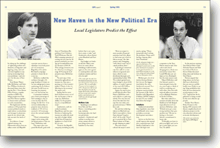 2-page spread of New Haven politics article